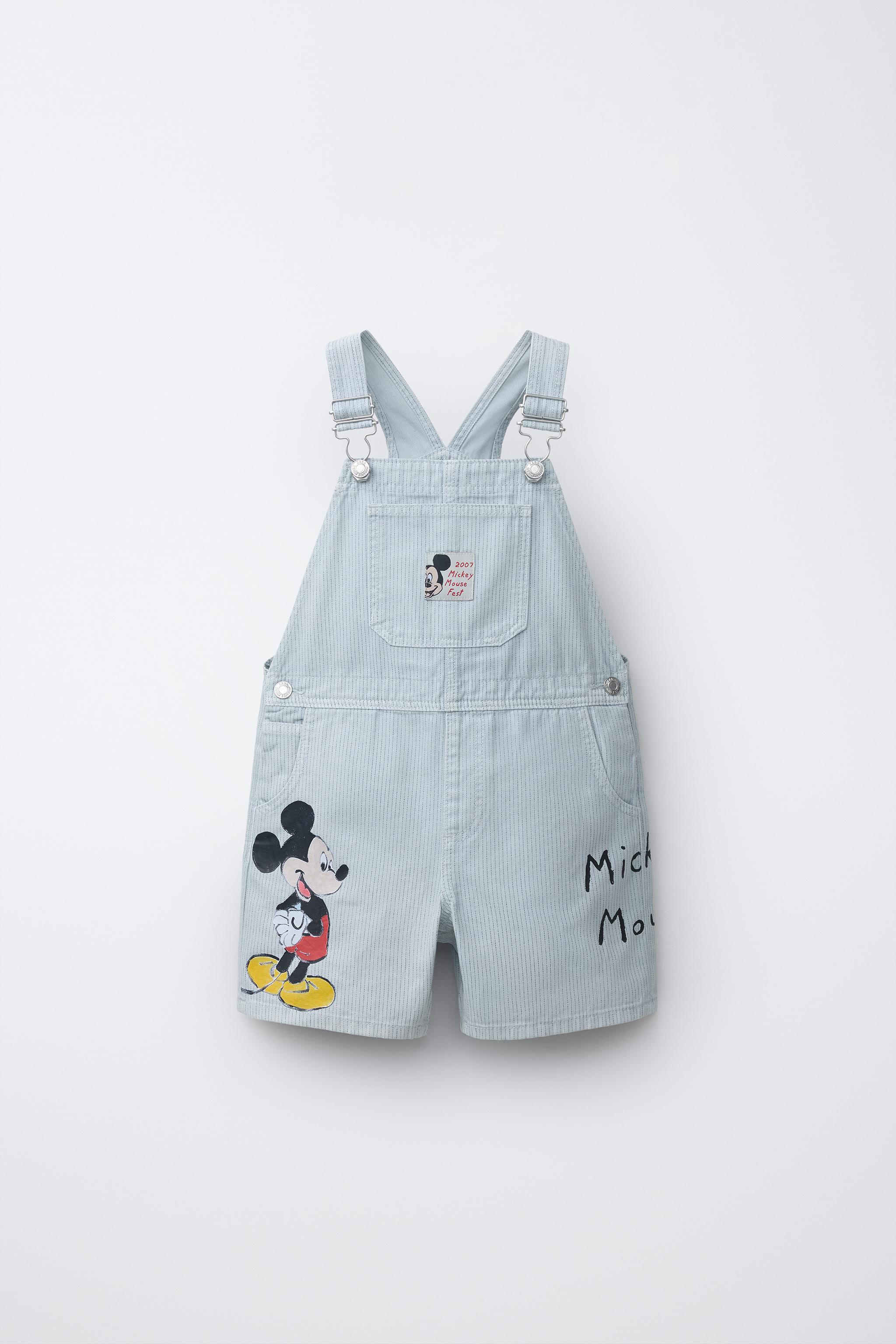 MICKEY MOUSE © DISNEY STRIPED CANVAS SHORT OVERALLS